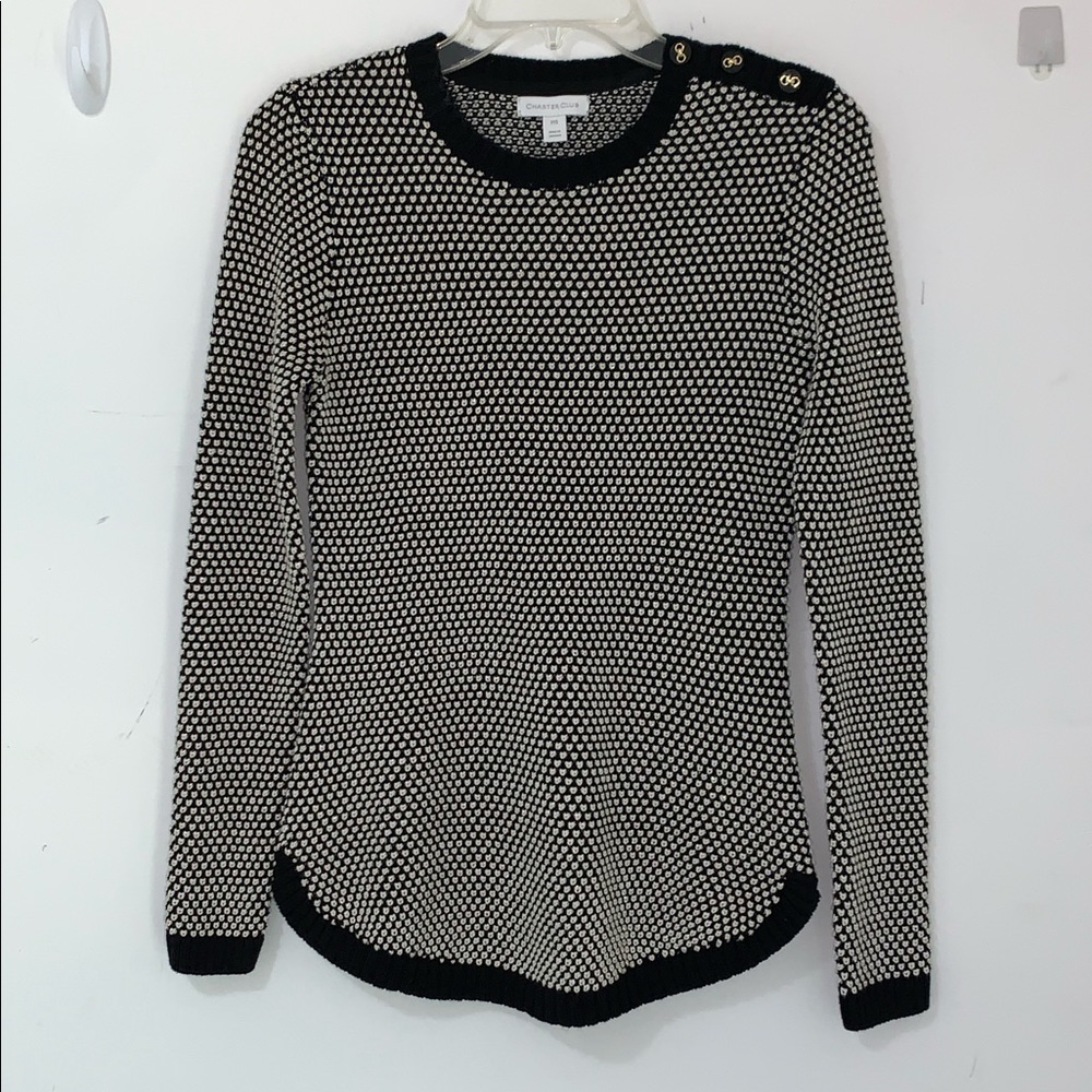Charter Club Black & White Knit Sweater Petite